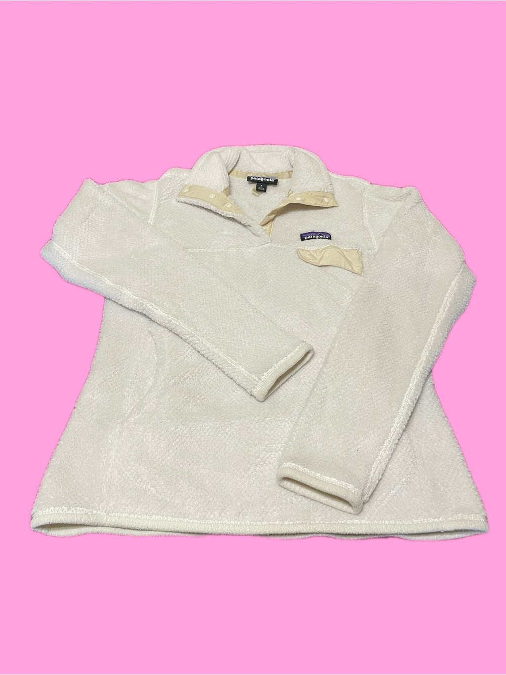 Patagonia Re Tool T Snap Pullover Women's Size Small White Jacket Sweater Fleece